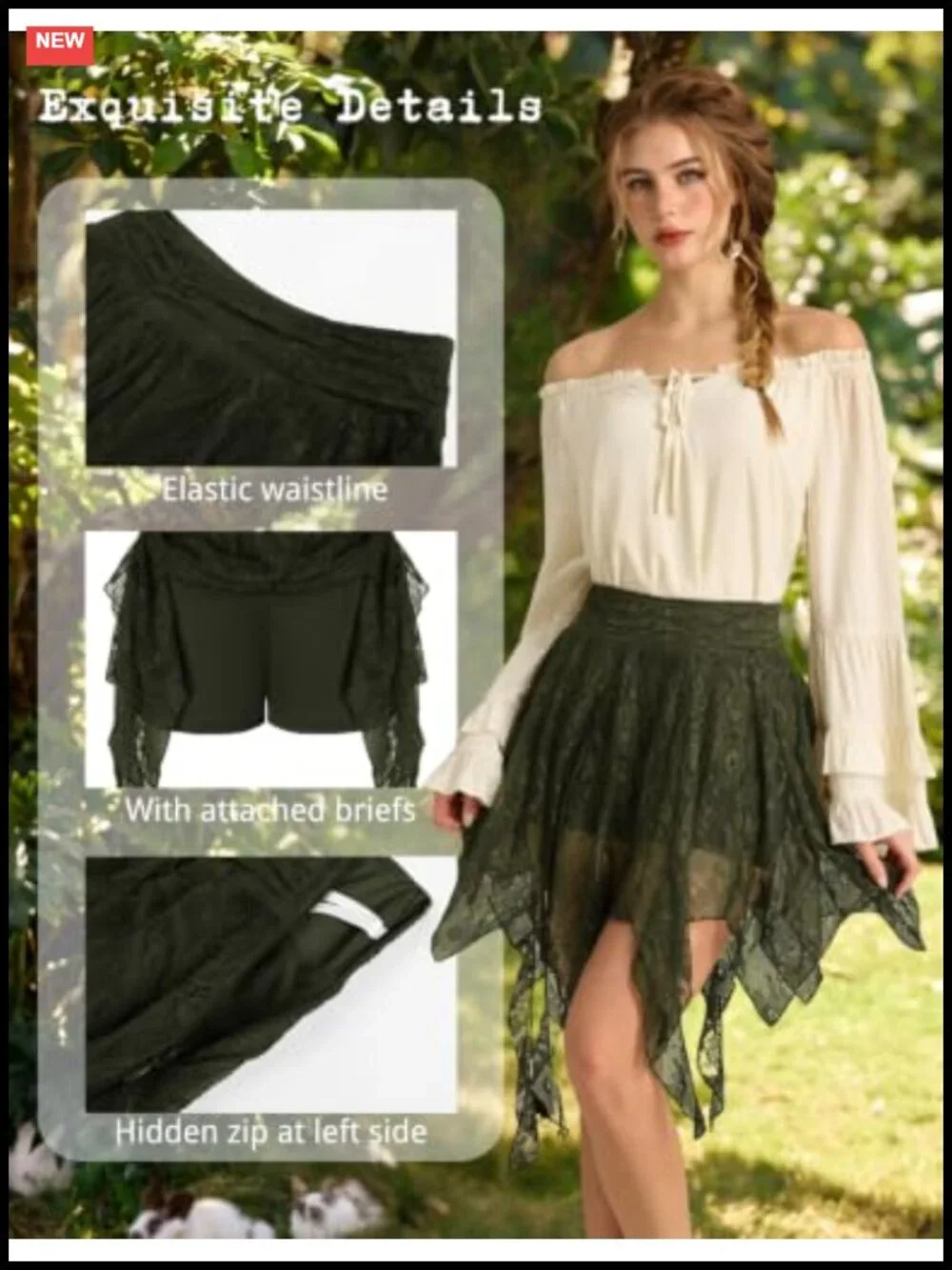Vintage Renaissance Lace Mini Skirt High Waisted Asymmetrical Ruffle Y2K